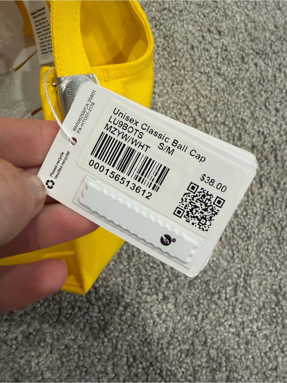 Lululemon NWT Classic Ball Cap Wash S/M Dilute Wash Lemon Lush - Picture 4 of 5